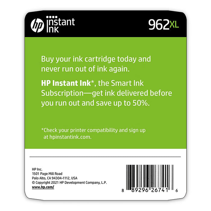 HP 962XL High-Yield Original Ink Cartridges, 3-Pack – Cyan/Magenta/Yellow
