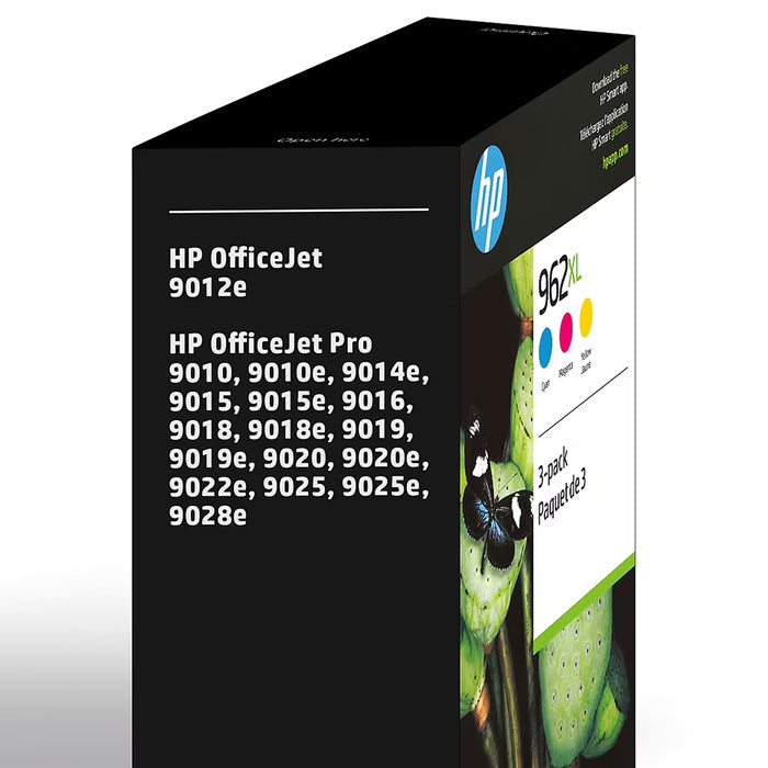 HP 962XL High-Yield Original Ink Cartridges, 3-Pack – Cyan/Magenta/Yellow