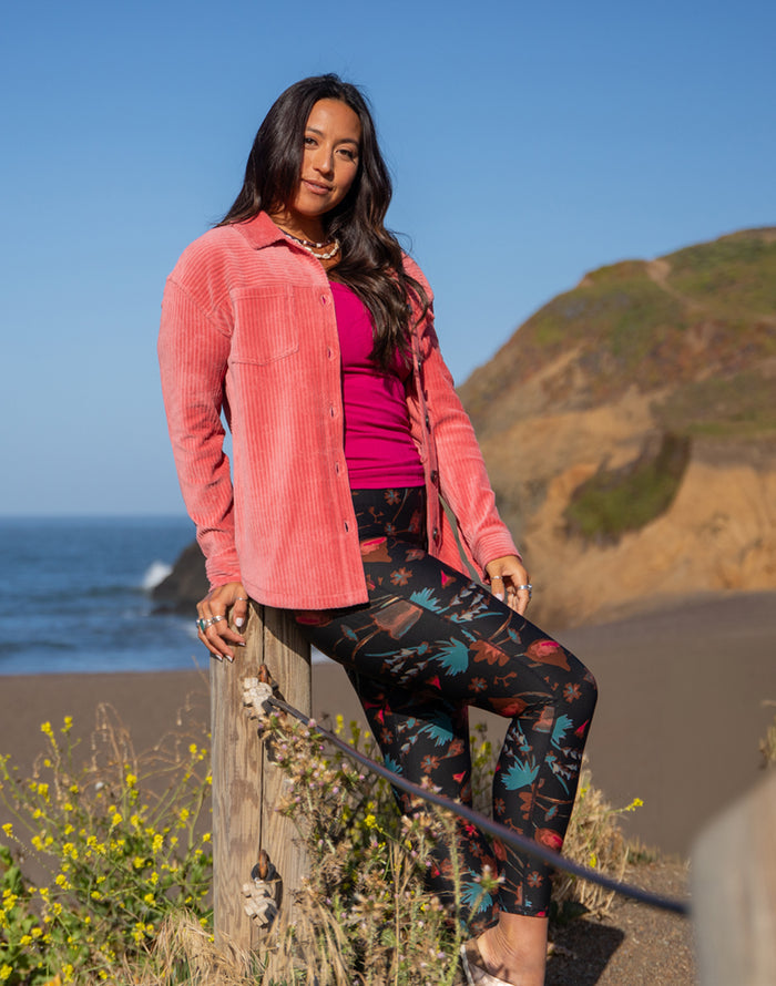 Hudson Stretch Cord Shacket: Henna - FINAL SALE