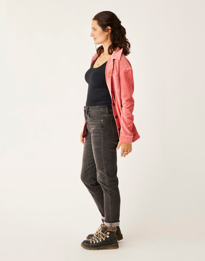 Hudson Stretch Cord Shacket: Henna - FINAL SALE