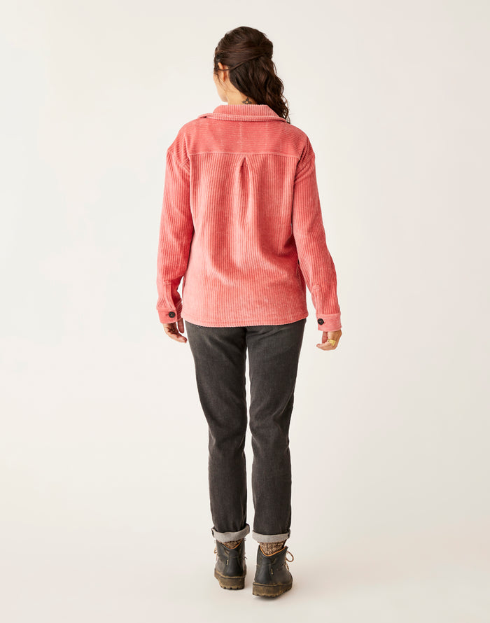 Hudson Stretch Cord Shacket: Henna - FINAL SALE