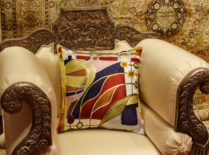 Hundertwasser Biomorph II Silk Accent Pillow Cover 18" x 18" - KashmirDesigns
