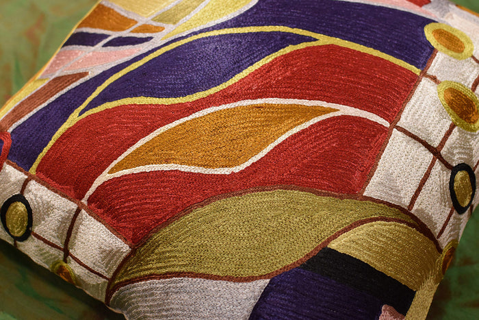 Hundertwasser Biomorph II Silk Accent Pillow Cover 18" x 18" - KashmirDesigns
