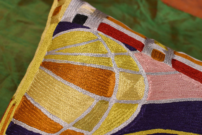 Hundertwasser Biomorph II Silk Accent Pillow Cover 18" x 18" - KashmirDesigns