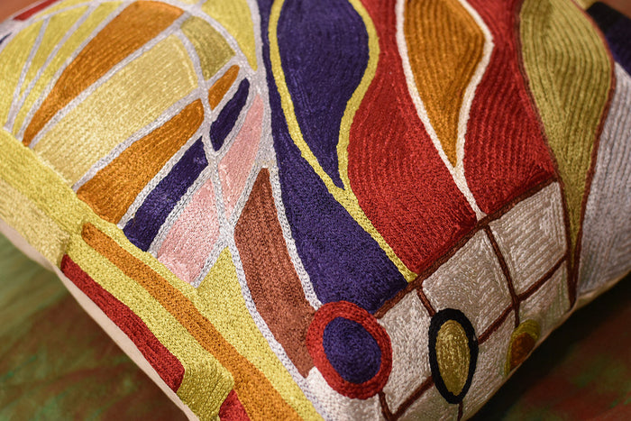 Hundertwasser Biomorph II Silk Accent Pillow Cover 18" x 18" - KashmirDesigns