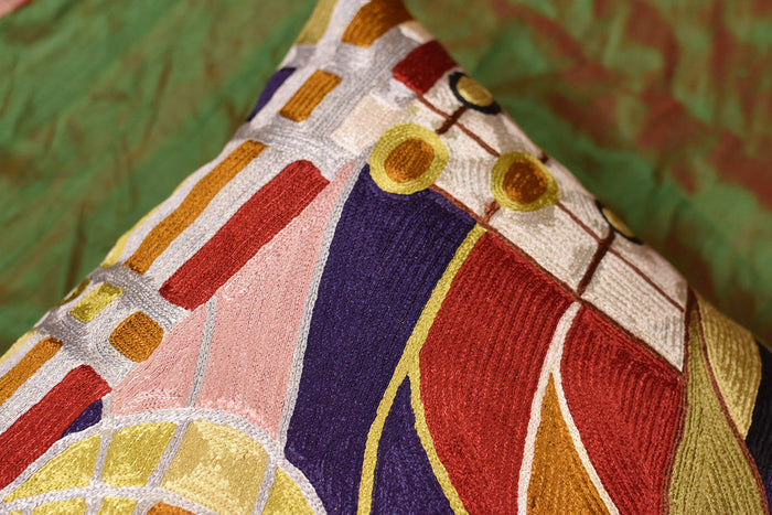 Hundertwasser Biomorph II Silk Accent Pillow Cover 18" x 18" - KashmirDesigns