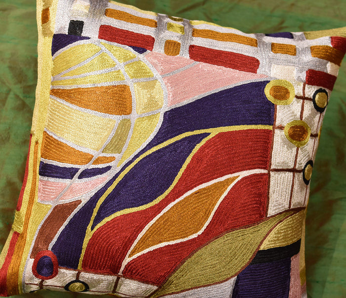 Hundertwasser Biomorph II Silk Accent Pillow Cover 18" x 18" - KashmirDesigns