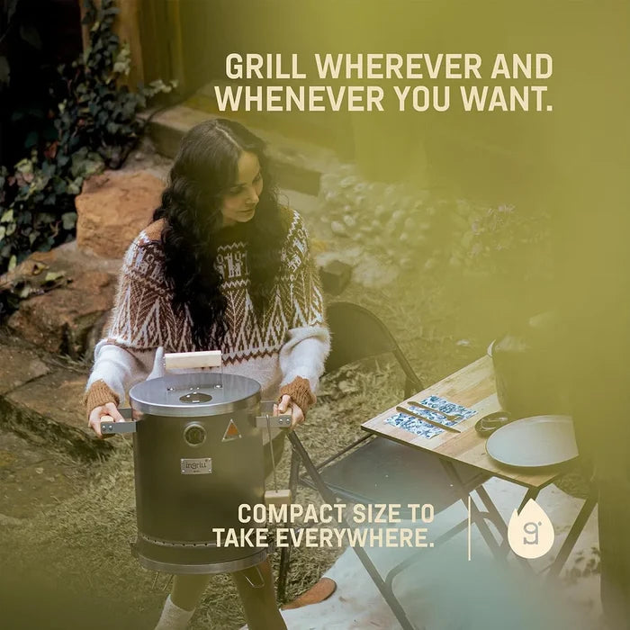 INGRILL 3-in-1 Basic Mini Stainless Steel Charcoal Smoker Grill – Ultra-Portable BBQ with Thermometer & Accessories, 6 lbs