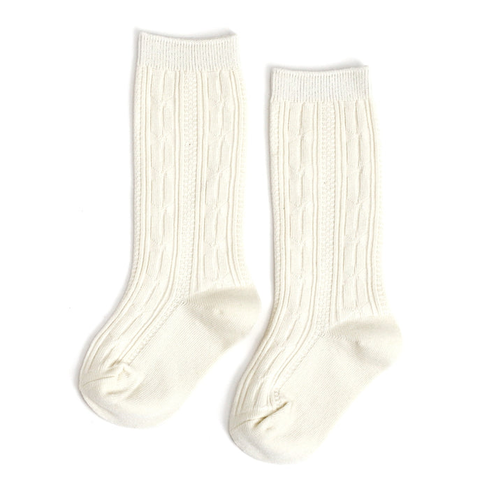 light cream ivory cable knit knee high socks