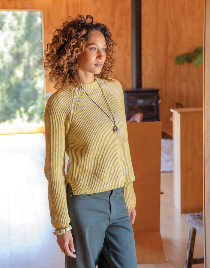 Ivy Reversible Sweater: Bright Wheat/Cream