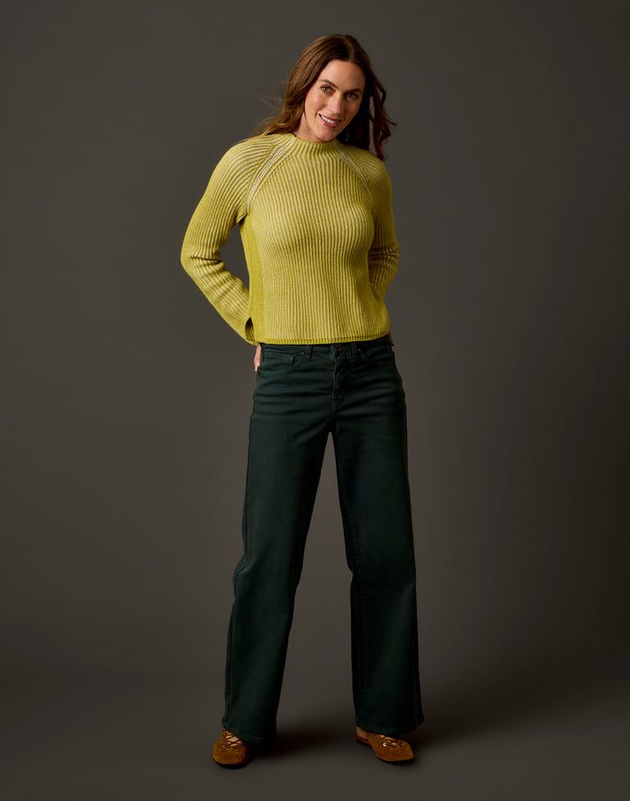 Ivy Reversible Sweater: Bright Wheat/Cream