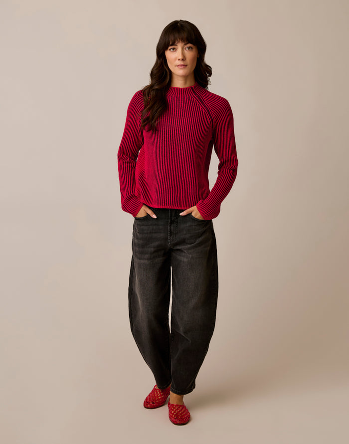 Ivy Reversible Sweater: Sangria/Rouge