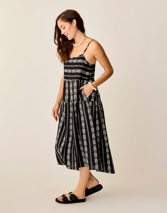 Jacey Textured Dress: Black Embroidered - FINAL SALE