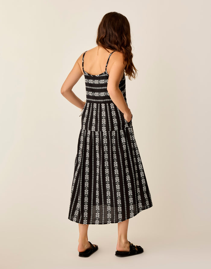 Jacey Textured Dress: Black Embroidered - FINAL SALE