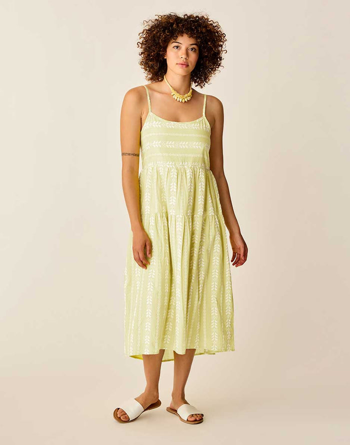 Jacey Textured Dress: Limeade Embroidered - FINAL SALE