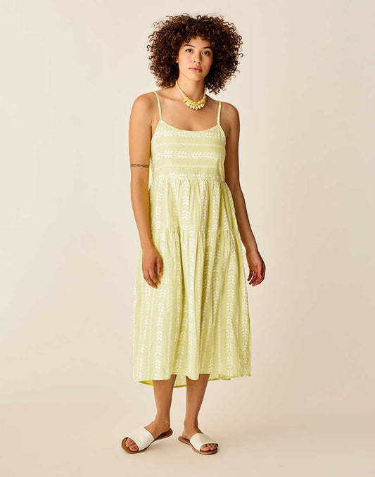 Jacey Textured Dress: Limeade Embroidered - FINAL SALE