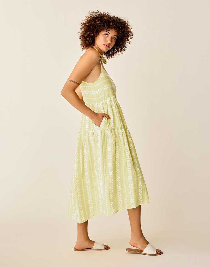 Jacey Textured Dress: Limeade Embroidered - FINAL SALE