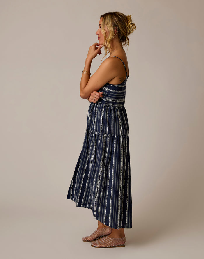 Jacey Textured Dress: Navy Jacquard