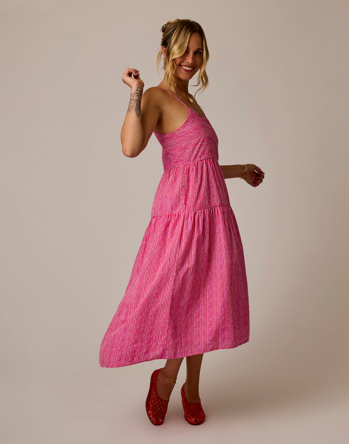 Jacey Textured Dress: Watercolor Stripe