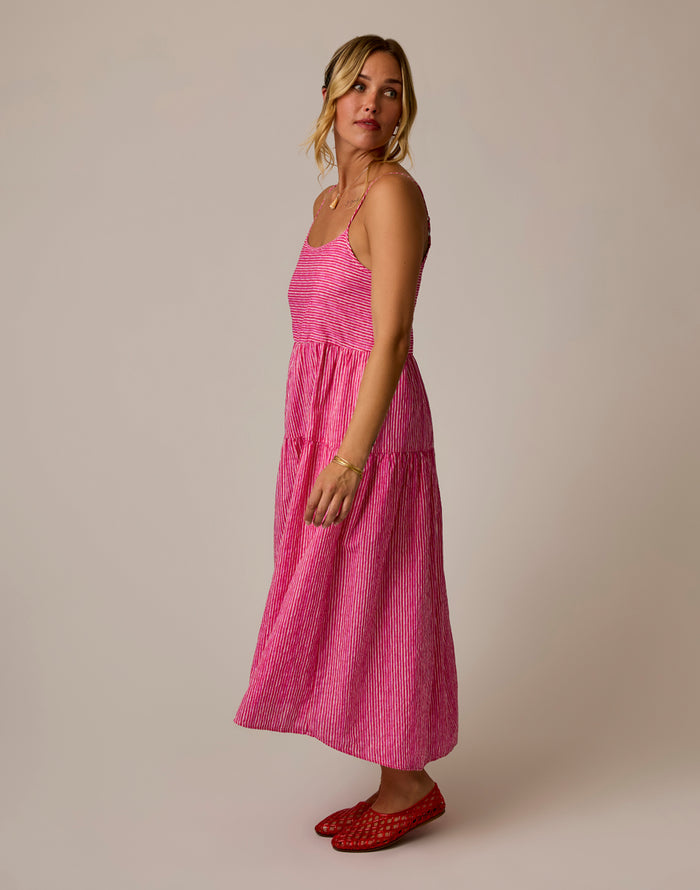 Jacey Textured Dress: Watercolor Stripe