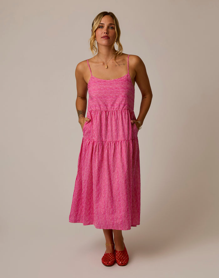 Jacey Textured Dress: Watercolor Stripe