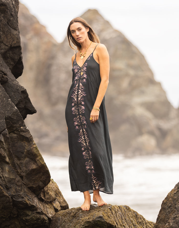 Jordy Slip Dress: Black Tie Dye