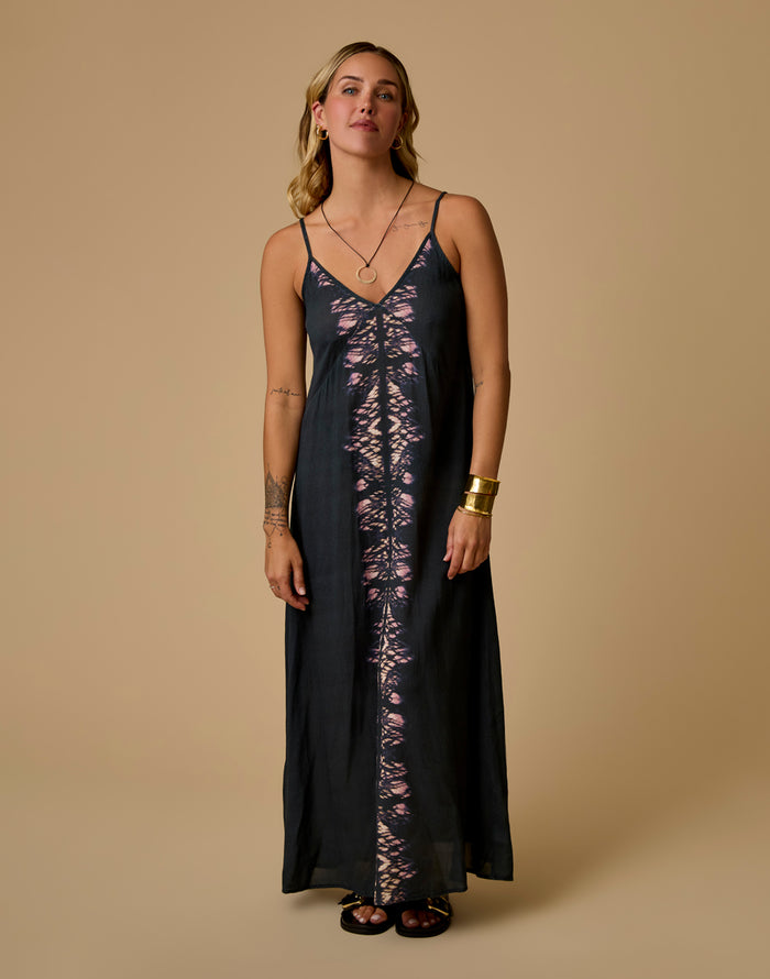 Jordy Slip Dress: Black Tie Dye