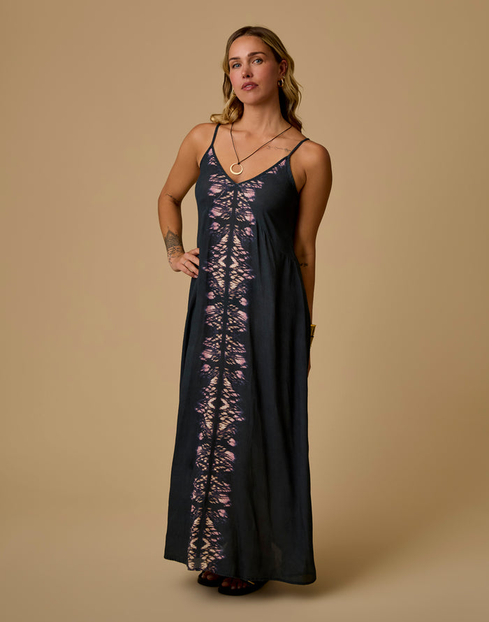 Jordy Slip Dress: Black Tie Dye