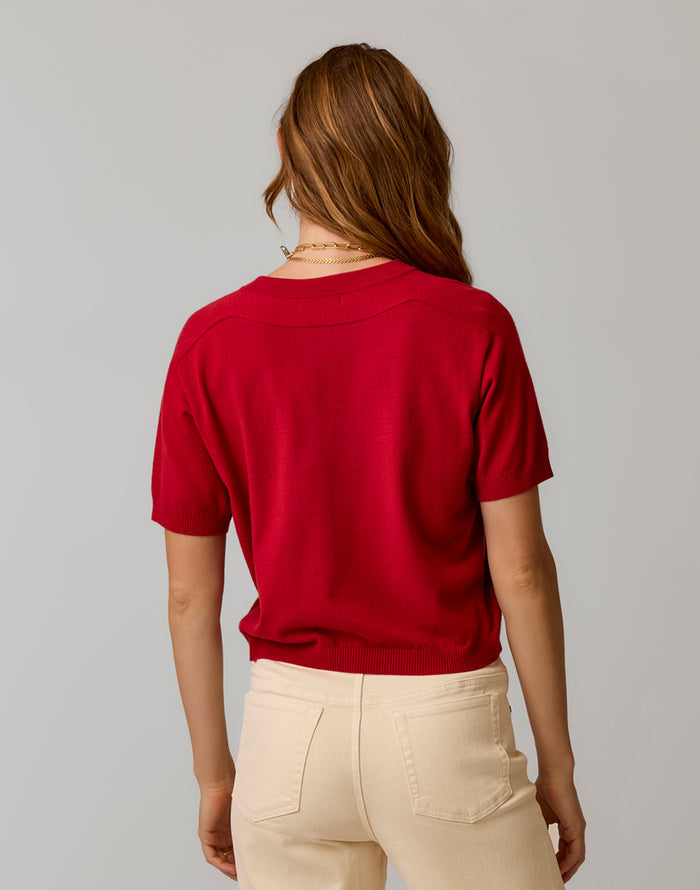 Josie Sweater Tee: Crimson