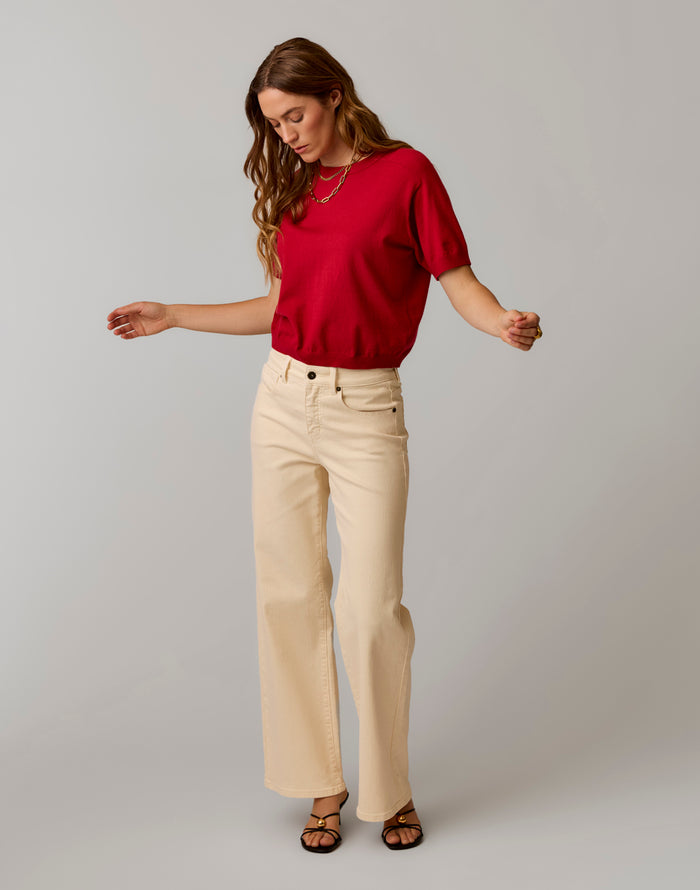Josie Sweater Tee: Crimson