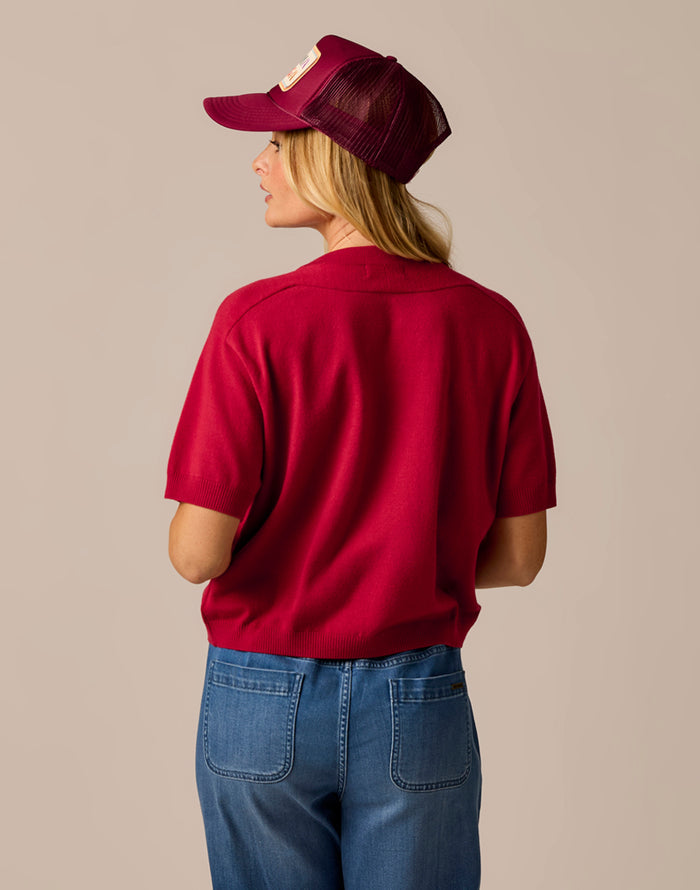 Josie Sweater Tee: Crimson