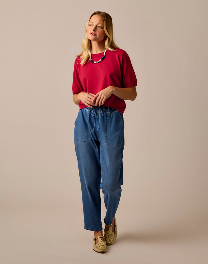 Josie Sweater Tee: Crimson