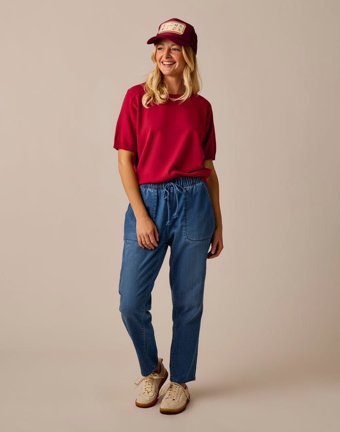 Josie Sweater Tee: Crimson