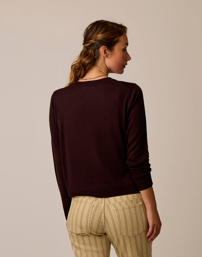 Juliet V-Neck Sweater: Dark Plum