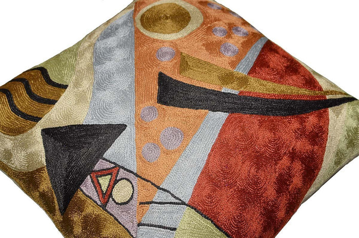 Kandinsky Abstract Composition Silk Throw Pillow Cover, 18" x 18" - KashmirDesigns