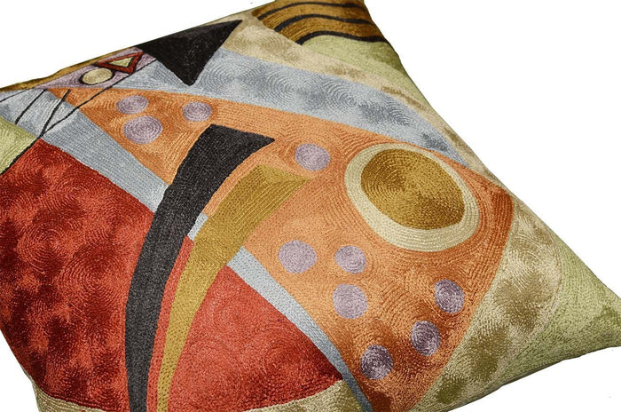 Kandinsky Abstract Composition Silk Throw Pillow Cover, 18" x 18" - KashmirDesigns