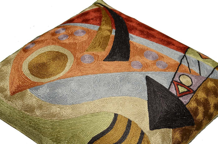 Kandinsky Abstract Composition Silk Throw Pillow Cover, 18" x 18" - KashmirDesigns
