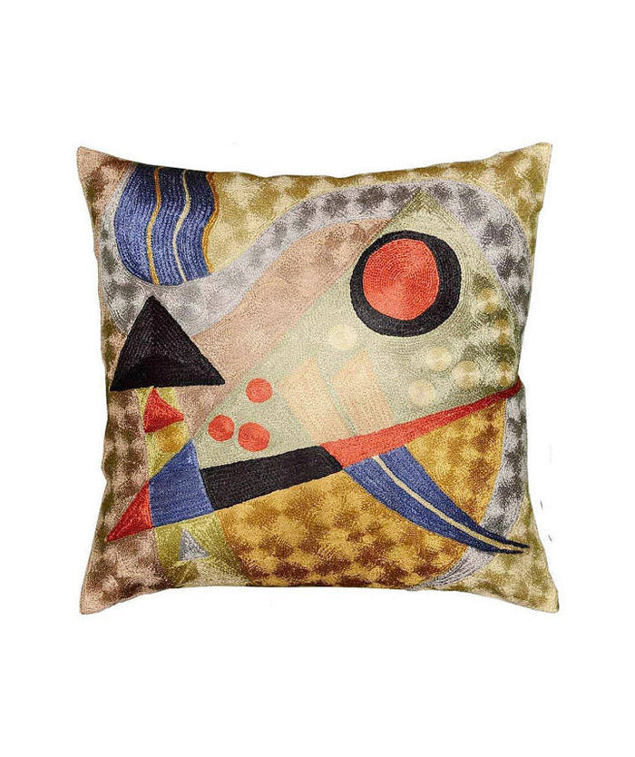 Kandinsky Abstract Silk Throw Pillow Cover Composition 18" X 18" - KashmirDesigns