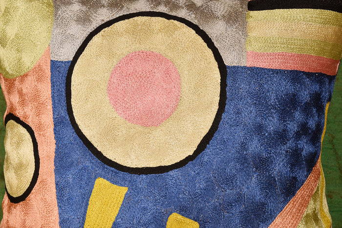 Kandinsky Decorative Pillows Soul Food II Blue Pink Accent Pillows Handmade Art Silk 18x18" - KashmirDesigns