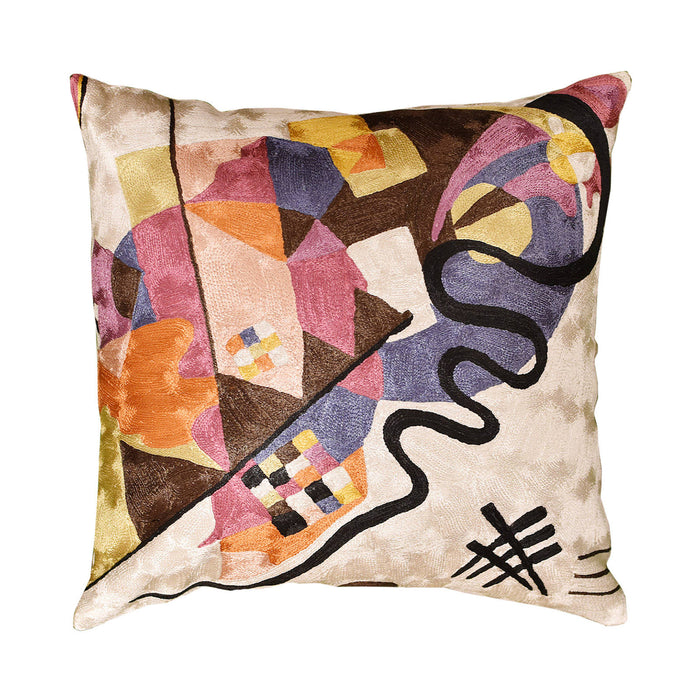 Kandinsky Ivory Decorative Pillow Cover Hand embroidered 18" x 18" - KashmirDesigns