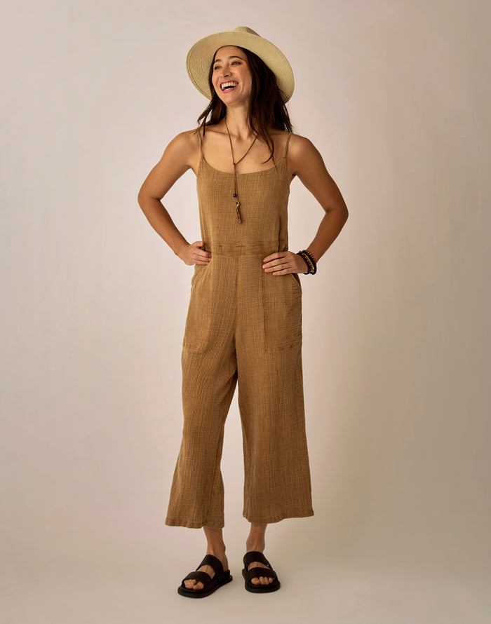 Knox Gauze Jumpsuit: Golden