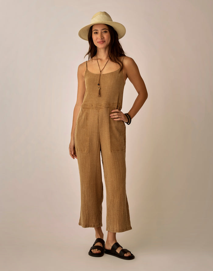 Knox Gauze Jumpsuit: Golden