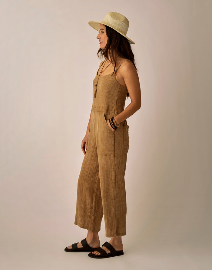 Knox Gauze Jumpsuit: Golden
