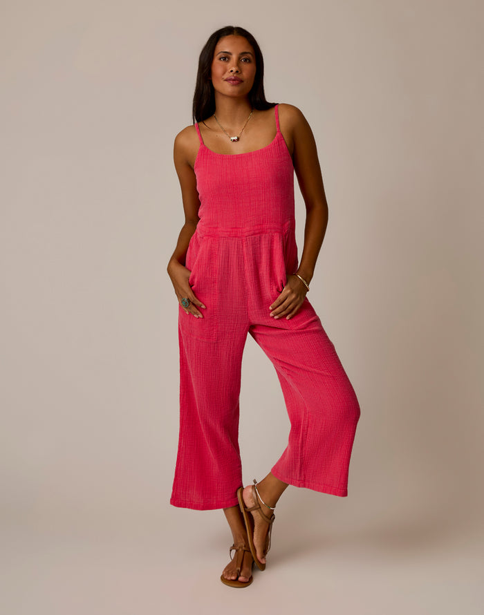 Knox Gauze Jumpsuit: Watermelon