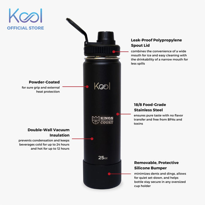 Kool x KOTC Insulated Stainless Steel Water Bottle With Silicone Boot - 25oz/740ml In Black