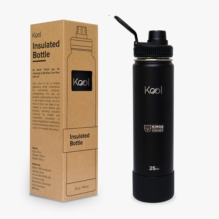 Kool x KOTC Insulated Stainless Steel Water Bottle With Silicone Boot - 25oz/740ml In Black