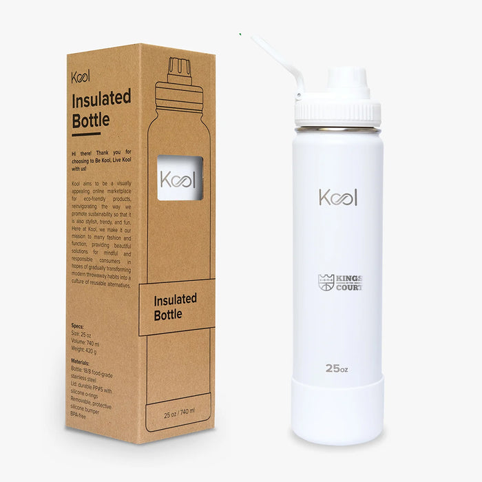 Kool x KOTC Insulated Stainless Steel Water Bottle With Silicone Boot - 25oz/740mL In White