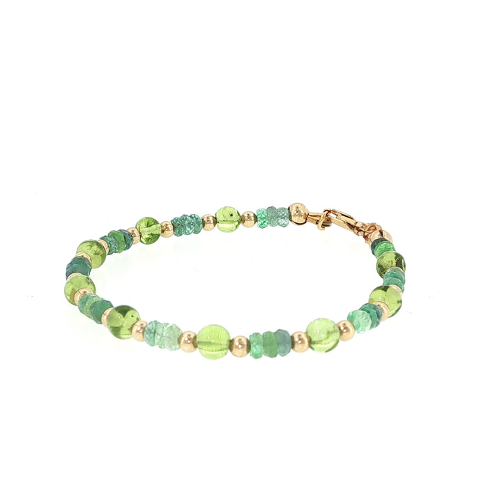 Kornerupine & Peridot Gold-Filled Beaded Bracelet
