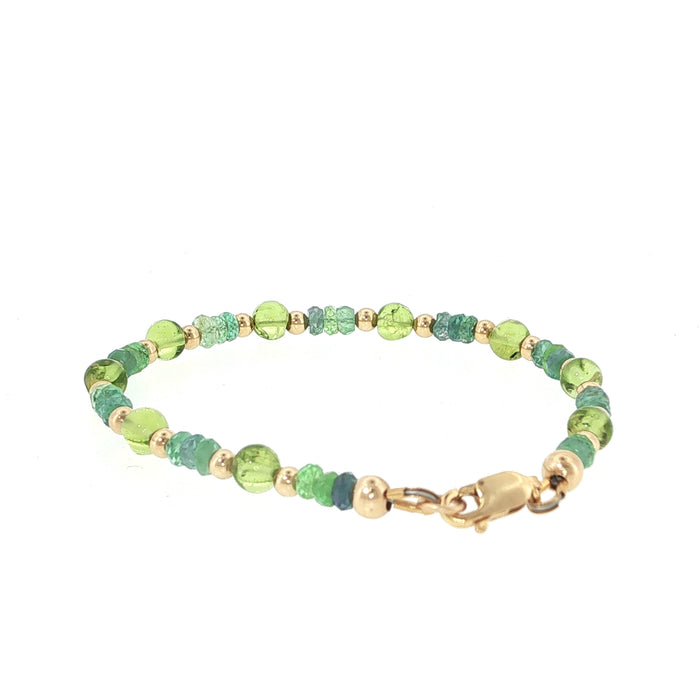 Kornerupine & Peridot Gold-Filled Beaded Bracelet