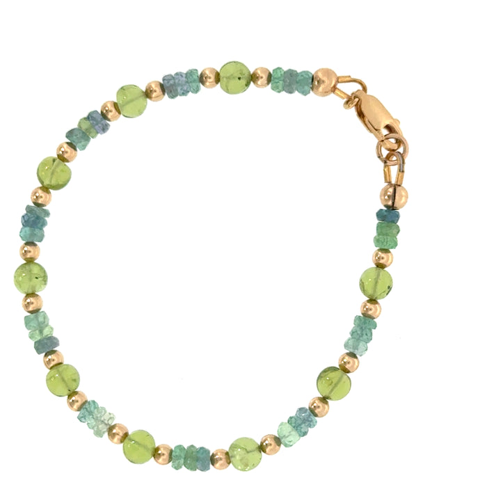 Kornerupine & Peridot Gold-Filled Beaded Bracelet
